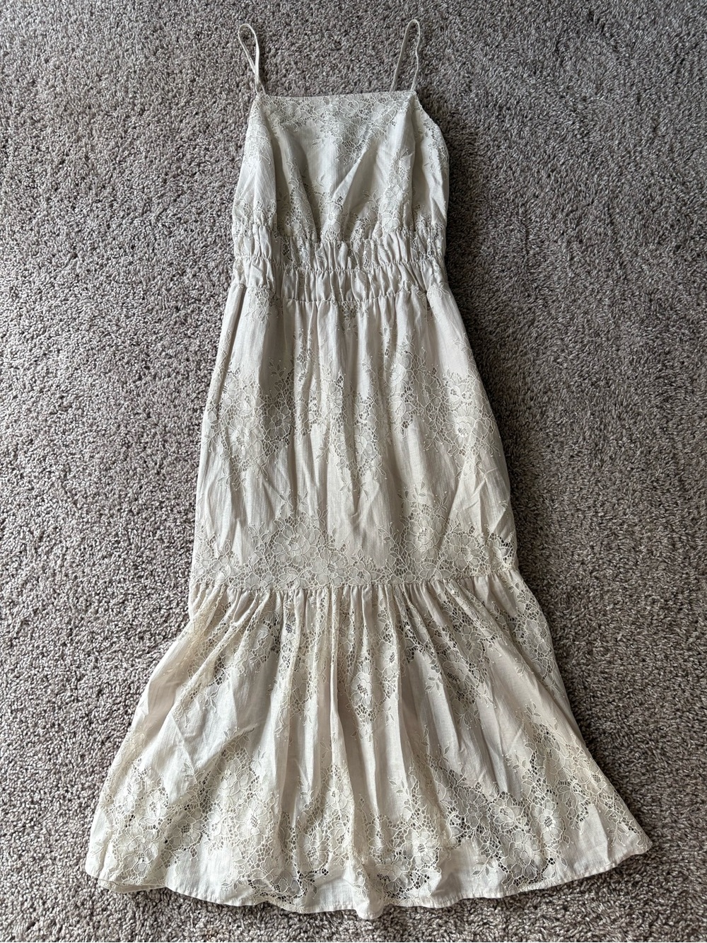 Express Ivory Spaghetti-Strap Lace Maxi Dress